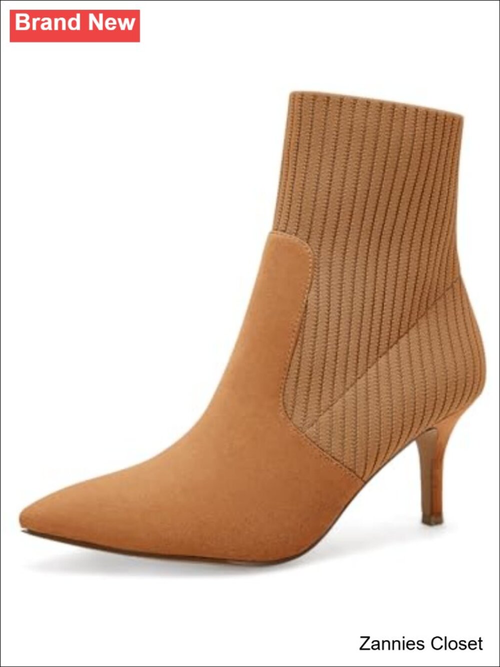✨ Coutgo Women's Pointed Toe Stiletto Kitten Heel Ankle Boots Faux Suede Knit